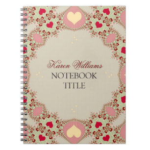Red Love Hearts Pastel Lace Notitieboek