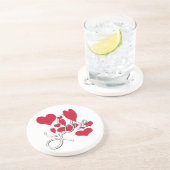 Red Love Hearts Zandsteen Onderzetter (Zijkant)