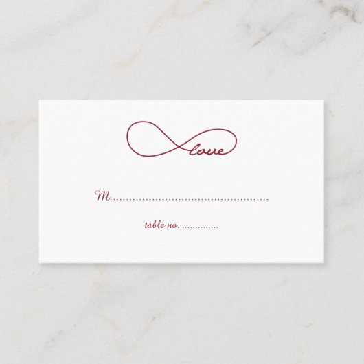 Red Love Infinity Mariage Table Place Cartes (Devant)
