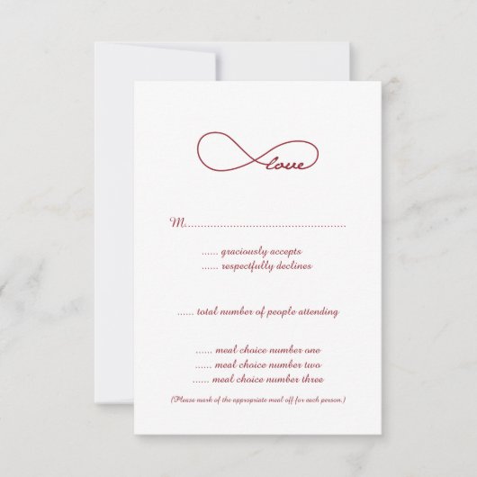 Red Love Infinity Wedding Cartes RSVP (Devant)