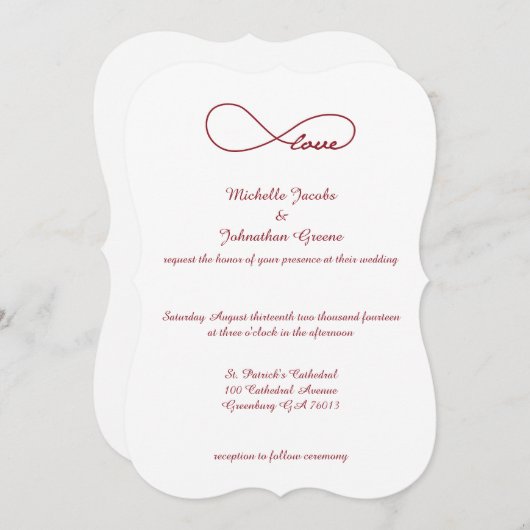 Red Love Infinity Wedding Invitations (Devant / Derrière)