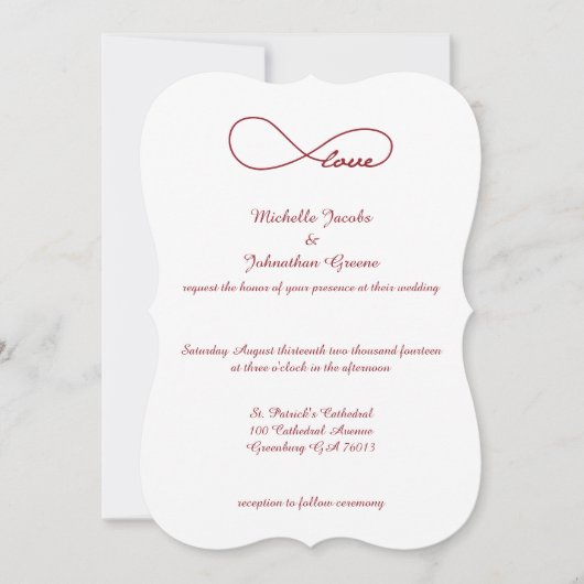 Red Love Infinity Wedding Invitations (Devant)