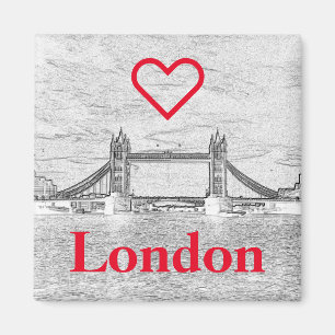 Red LOVE LONDON Embossed Tower Bridge Magneet