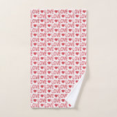 Red Love Pattern Bath Towel Set Bad Handdoek (Handdoek)