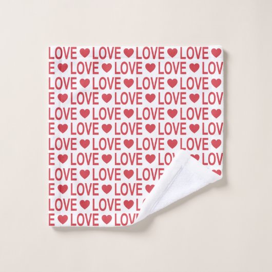 Red Love Pattern Bath Towel Set Bad Handdoek (Wasdoekje)
