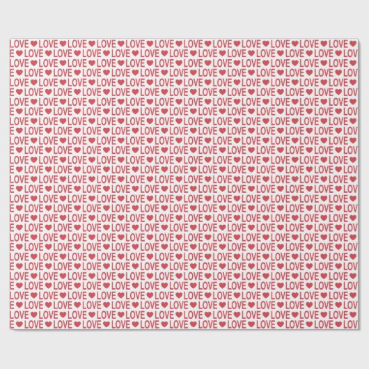 Red Love Pattern Wrapping Paper Cadeaupapier (Vlak)