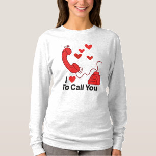 Red Love Phone - Schattigee Retro Call Illustratie T-shirt