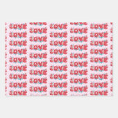Red Love Text in Block Font Waterverf Pattern Inpakpapier Vel (Voorkant 3)