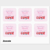 Red Love Text in Bold Block Letters Kitchen Vierkante Sticker (Vel)