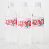 Red Love Text in Bold Block Letters Waterfles Etiket (Flessen)