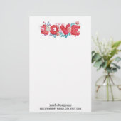 Red Love Text in Bold Block Letters Waterverf (Staand voorkant)