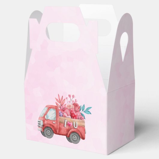 Red Love Text in Bold Block Letters Waterverf Bedankdoosjes (Geopend)