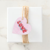 Red Love Text in Bold Block Letters Waterverf Bedankjes Labels (In situ)