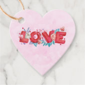 Red Love Text in Bold Block Letters Waterverf Bedankjes Labels (Voorkant)