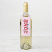 Red Love Text in Bold Block Letters Waterverf Flessenhanger (Op fles)