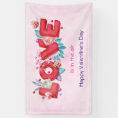 Red Love Text in Bold Block Letters Waterverf Spandoek (Verticaal)