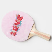 Red Love Text in Bold Block Letters Waterverf Tafeltennisbatje (Zijkant)