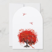 Red Love Tree Birds 5 x 7 Faire-part de mariage (Dos)