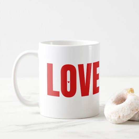 Red LOVE Typography Koffiemok (Met donut)