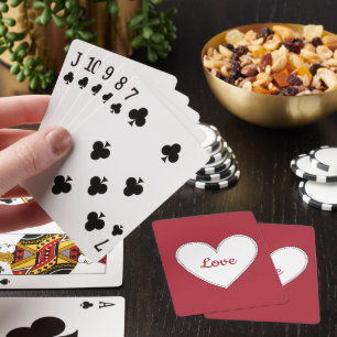 Red Love White Heart Pokerkaarten