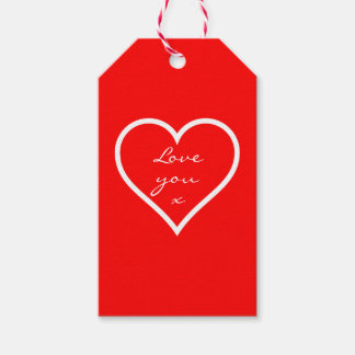 Red Love You Gift Label Cadeaulabel