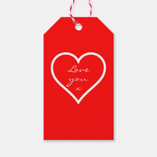 Red Love You Gift Label Cadeaulabel (Voorkant)