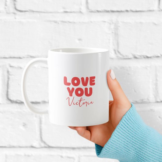Red Love You Personalised Mug for Girlfriend 