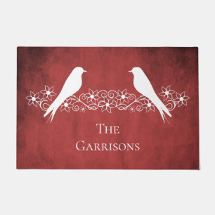 Red Lovevogels Floral Vine Persoonlijke Doormat Deurmat