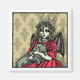 Red Lucia en Cat - Magnet Pop Gothic Holiday Magneet