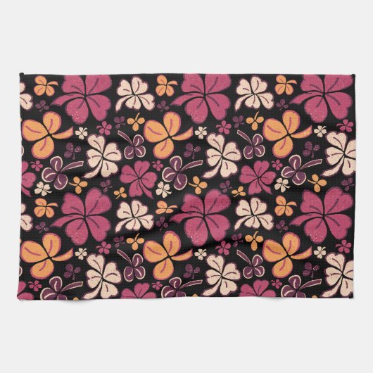 Red Lucky Shamrock Clover St. Patrick's Day Theedoek (Horizontaal)