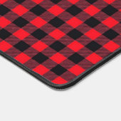 Red Lumberjack Buffel Plaid en Burlap Monogram Bureaumat (Hoek)