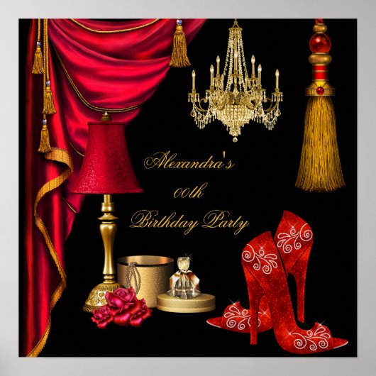 Red Luxury Womans Gold Black Poster (Voorkant)