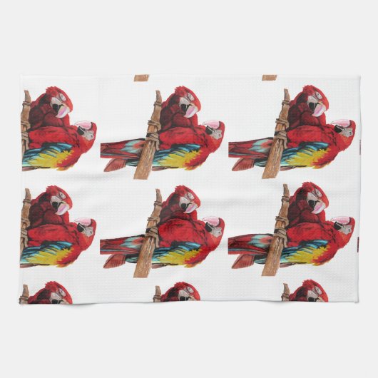 Red Macaw Tea Towel Theedoek (Horizontaal)