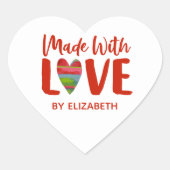 Red Made with Love Heart Sticker (Voorkant)