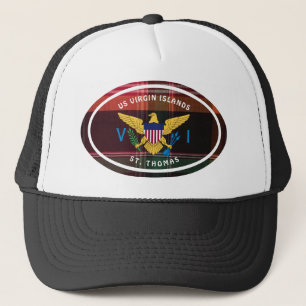 Red Madras St. Thomas Virgin Islands Flag USVI Trucker Pet