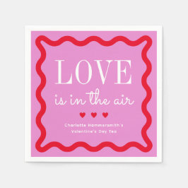 Red Magenta Love is in de Air Wavy Square Servet