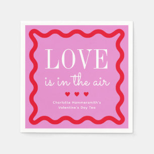 Red Magenta Love is in de Air Wavy Square Servet