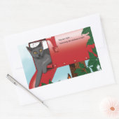 Red Mail Box Cat Rechthoekige Sticker (Envelop)