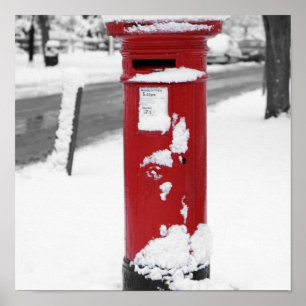 Red Mail Box in Snow Poster