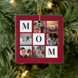 Red Mam Colorblock Foto Collage Persoonlijk Keramisch Ornament