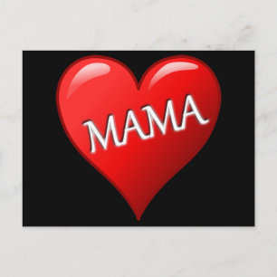 Red Mama Heart met zwarte achtergrond Briefkaart