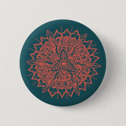 Red Mandala Ornament Button (Voorkant)
