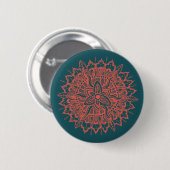 Red Mandala Ornament Button (Voorkant /achterkant)