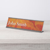 Red Maple Leaf Abstracte Autumn Natuur Fotografie Bureau Naambordje (Voorkant)