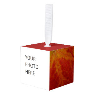 Red Maple Leaf Abstracte Autumn Natuur Fotografie Kubus Ornament