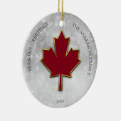 Red Maple Leaf Greetings Keramisch Ornament (Rechts)