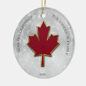 Red Maple Leaf Greetings Keramisch Ornament (Links)