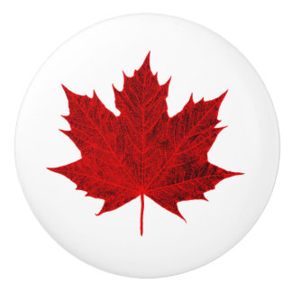 Red Maple Leaf Keramische Knop