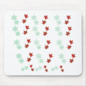Red Maple Leaves & Mint Snowflakes Pattern Muismat (Voorkant)