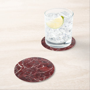 Red Marble Pattern Ronde Kartonnen Onderzetter